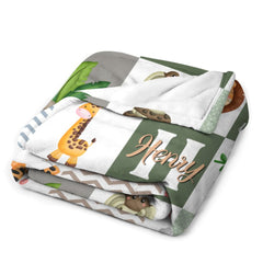 Personalized Custom Baby Blankets With Name For Boys And Girls - Wild Animals