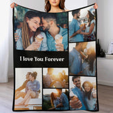 Personalized Photo Text Custom Blanket - For Family Parents Couple
