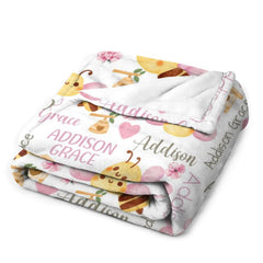 Personalized Name Baby Blanket Bumble Honey Bee