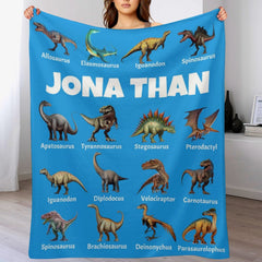 Personalized Fleece Unicorn Dinosaur Blanket for Kids