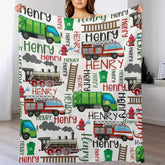 Truck Train Personalized Name Pattern Baby Blanket