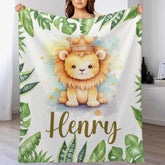 Personalized Customized Name Baby Blanket - Baby Lion