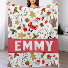 Personalized Kids Christmas Baby Blanket with name