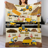 Personalized Name Construction Site Kids Blanket