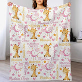 Custom Name Personalized Giraffe Baby Blanket