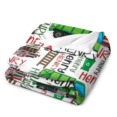 Truck Train Personalized Name Pattern Baby Blanket