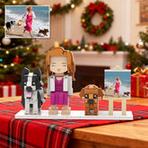 Custom Full-Body Cute Brick Figures of 1 Person and 2 Dogs with Frame Personalized Anniversary Gift Birthday Gift Christmas Gift