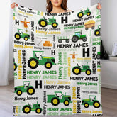 Boys Girls Kids Customized Construction Name Blanket