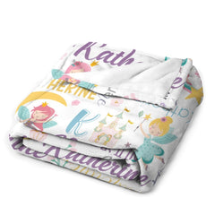 Personalized Princess Throw Custom Name Blanket for Kids