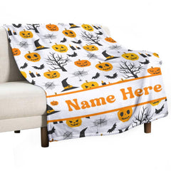 Custom Name with Pumpkin Blanket - Personalized Halloween Blanket