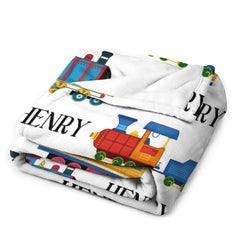 Personalized Line Train Baby Toddler Blanket