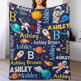 Personalized Space Theme Blanket with Name Gift for Children