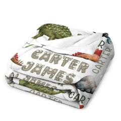 Personalized Dinosaur Baby Blanket-Customized Name for Kids