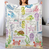 Personalized Name Custom Sea Life Blanket