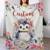 Livraison gratuite✈️Nom nom personnalisé couverture pingouin doux en peluche léger jeter couverture