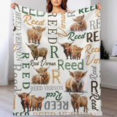 Personalized Name Blanket - Highland Cow Blanket - Personalized Baby Blanket