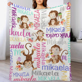 Personalized Rainbow Monkey Baby Blanket