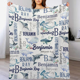 Personalized Ocean Animals Baby Blanket - Personalized Whale Name Blanket - Whales Baby Blanket