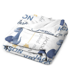 Personalized Baby Blankets for Boys with Name -Baby Dinosaur Theme