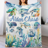 Whale Shark Fish Ocean Personalized Name Baby Blanket