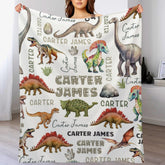 Personalized Dinosaur Baby Blanket-Customized Name for Kids