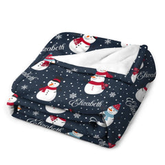 Personalize Christmas Snowman Name Blanket