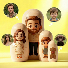 Personalized Portrait Nesting Doll Custom Photo Family Portrait Preview Cartoon Style Gift Photo Christmas Gift