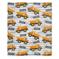 Personalize Cool Truck Car Tractor Kids Blanket for Boys