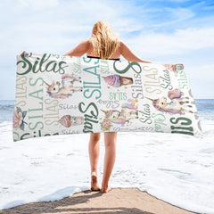 Serviette de plage bébé licorne personnalisée avec nom personnalisé - Cadeaux pour fille petite-fille - Cadeaux d'anniversaire