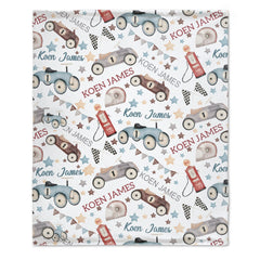 Personalized Vintage Toy Car Race car Baby Boy Blanket