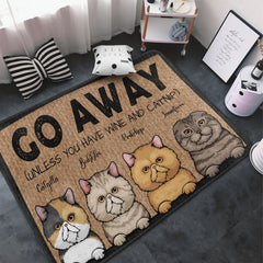 Partez à moins que vous n'ayez du vin et de l'herbe à chat - Tapis décoratif drôle de chat personnalisé