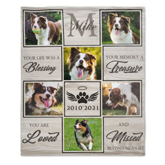 Custom Photo Dog Memorial Blanket - Pet Sympathy Gift
