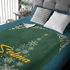Personalized Custom Christmas Tree Shape Name Blanket
