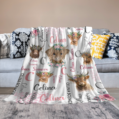 Personalized Pink Cow Blankets Baby Girl Newborn Essentials