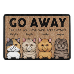 Partez à moins que vous n'ayez du vin et de l'herbe à chat - Tapis décoratif drôle de chat personnalisé
