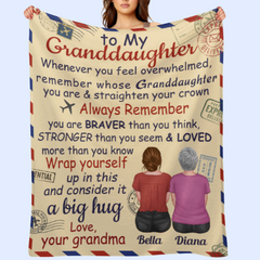 To My Granddaughter - Personalized Blanket - Birthday Gifts For Granddaughters, Gift From Grandma
