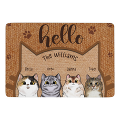 Hello Human, Welcome To Our Home - Cat Personalized Custom Decorative Mat - Gift For Pet Owners, Pet Lovers