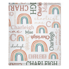 Personalized Modern Rainbow Name Pattern Baby Blanket