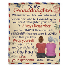 To My Granddaughter - Personalized Blanket - Birthday Gifts For Granddaughters, Gift From Grandma