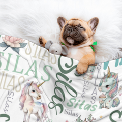 Personalized Name Custom Unicorn Baby Blanket - Gifts for Daughter Granddaughter - Birthday Gifts