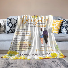 In A World Full Of Roses Be A Sunflower - Personalized Blanket - Birthday, Graduation Gift For Daughter
