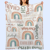 Personalized Modern Rainbow Name Pattern Baby Blanket