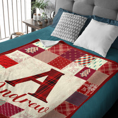 Customized Merry Christmas Monogrammed Name Blanket-Christmas Blanket