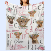 Personalized Pink Cow Blankets Baby Girl Newborn Essentials