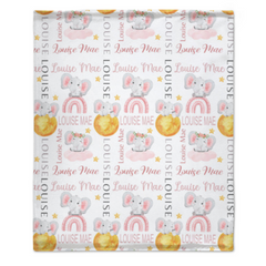 Livraison gratuite✈️ Couverture bébé éléphant lune et étoiles personnalisée