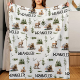 Woodland Forest Animals Personalized Custom Name Blanket - Baby Shower Blanket - Gifts for Baby