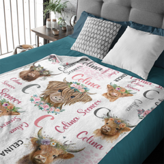 Personalized Pink Cow Blankets Baby Girl Newborn Essentials