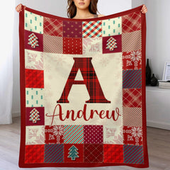 Customized Merry Christmas Monogrammed Name Blanket-Christmas Blanket