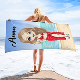 At The Beach Pool Party - Personalized Beach Custom Beach Towel - Gifts for Friends - Lovscape