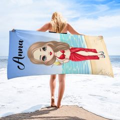 At The Beach Pool Party - Personalized Beach Custom Beach Towel - Gifts for Friends - Lovscape